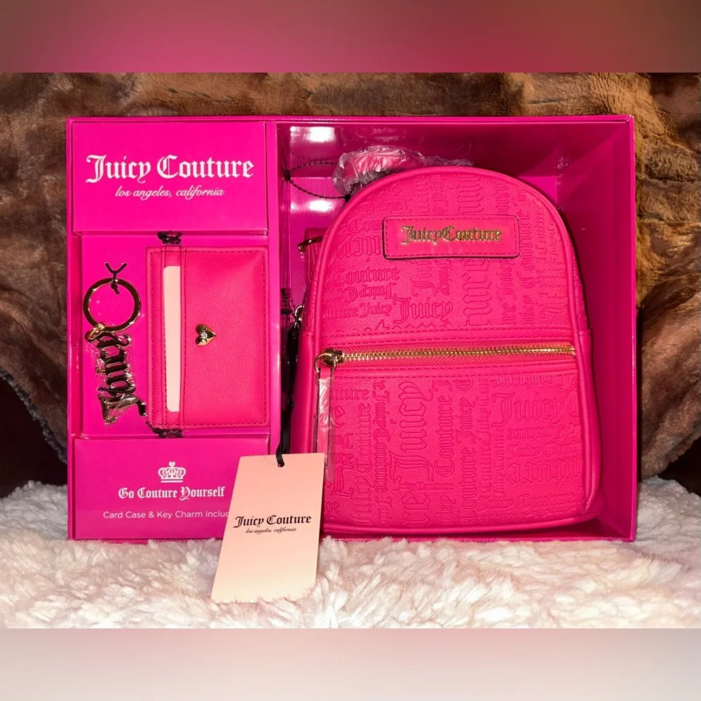 Juicy Couture Backpack, Card Case, & Keychain SET